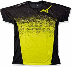 [Mizuno] バレーボールウェア プラクティスTシャツ 半袖 V2MA0111 ブラック×ライム 2XLサイズ