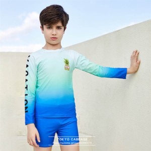 子供 水着 男の子 ラッシュガード 半袖 ショートパンツ キャップ 3点セット セットアップ キッズ ジュニア 140 150 160 170裏地付き 男児