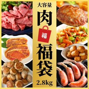 肉福袋 7種 2.8kg 大容量 冷凍食品  福袋 肉 ネット限定 送料無料 食品 冷凍 ローストビーフ ハンバーグ コロコロ チーズイン 味付  豚 