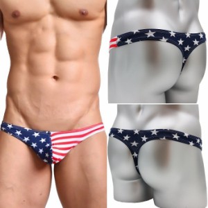 Tバック メンズ WOXUAN ウォーシャン USA アメリカ国旗  ローライズ Tバック超セクシー肌触り抜群(wotbamrc)