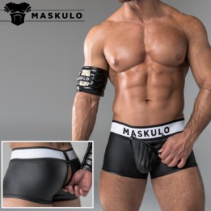 男性用ボクサーパンツ メンズ レザー風 フェイクレザー インナー アンダー  Maskulo マスクロ ジッパー仕様 Armored.(ma-tr22)