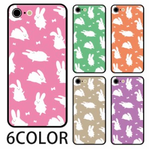 スマホケース ラウンド うさぎ 動物 iphone14 iphone13 iphone12 pro iphone11 iphone8 ガラスケース プリント TPU アニマル 兎 リボン 