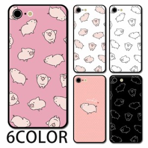 スマホケース ラウンド ガラス ミニブタ 豚 動物 アニマル かわいい iphone14 iphone13 iphone12 pro iphone11 iphone8 iPhoneケース TPU