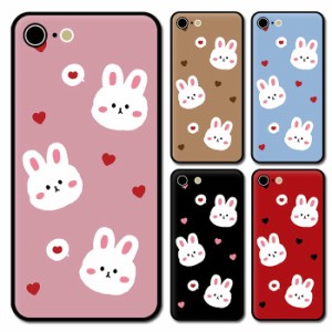 スマホケース ラウンド ガラス うさぎ 兎 ハート 韓国 動物 大人かわいい iphone14 iphone13 iphone12 iphone8 iPhoneケース プリント TP