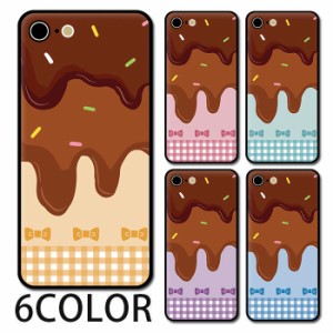 スマホケース ラウンド ガラス チョコレート チョコ リボン ギンガムチェック 大人かわいい iphone14 iphone13 iphone12 iphone8 iPhone