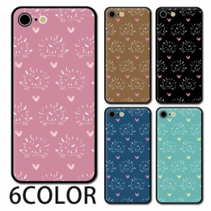 スマホケース ラウンド ガラス ハリネズミ 針鼠 ガーリー ハート iphone14 iphone13 iphone12 iphone8 iPhoneケース プリント TPU ガラス