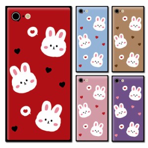 スマホケース スクエア ガラス うさぎ 兎 ハート 韓国 動物 大人かわいい  iphone13mini iphone13 pro iphone12mini iphone12 pro iphone