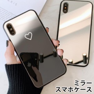 スマホケース ミラー 鏡面 ラウンド ガラス ハート iphone13 iphoneSE iphone8 iPhoneケース TPU ガラスケース かわいい シンプル 可愛い