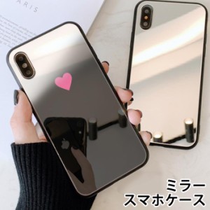 スマホケース ミラー 鏡面 ラウンド ガラス ハート iphone13 iphoneSE iphone8 iPhoneケース TPU ガラスケース シンプル おしゃれ かわい