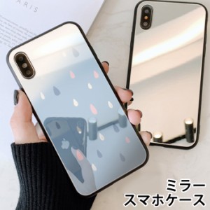 スマホケース ミラー 鏡面 ラウンド ガラス しずく パステル iphone13 iphoneSE iphone8 iPhoneケース TPU ガラスケース シンプル おしゃ