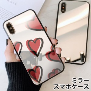 スマホケース ミラー 鏡面 ラウンド ガラス ハート iphone13 iphoneSE iphone8 iPhoneケース TPU ガラスケース オシャレ かわいい 可愛い