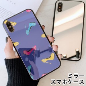 スマホケース ミラー 鏡面 ラウンド ハイヒール ヒール 靴 オシャレ レディス iphone13 iphoneSE iphone8 iPhoneケース TPU ガラスケース