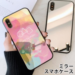 スマホケース ミラー 鏡面 ラウンド 水彩画 ○△□ 丸三角四角 図形 タイダイ iphone13 iphoneSE iphone8 iPhoneケース TPU ガラスケース