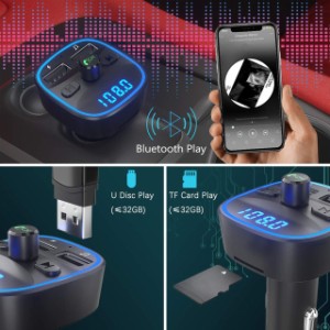 3 Bluetooth FMトランスミッター 充電器　充電　音楽再生　ハンズフリー　スマホ  シガーソケット　SDカード　 USB 　　無線 車載 車内  