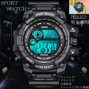 1 腕時計 スポーツ腕時計　時計　デジタル式  LED デジタル腕時計　デジタル 自転車　スポーツ  アウトドア キャンプ　ランニング 男女兼
