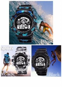 4 スポーツ腕時計　LEDライト デジタル 腕時計 ミリタリー　スポーツ ランニング アウトドア 男女兼用　メンズ レディース　カモフラージ