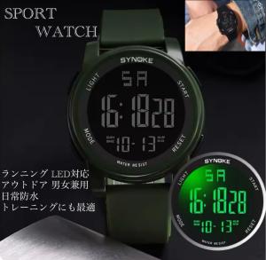 4 腕時計 スポーツ腕時計　時計　デジタル式  LED デジタル腕時計　デジタル 日常　防水　スポーツ  アウトドア キャンプ ランニング ア