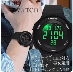 1 腕時計 スポーツ腕時計　時計　デジタル式  LED デジタル腕時計　デジタル 日常　防水　スポーツ  アウトドア キャンプ ランニング ア