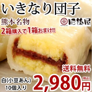 いきなり団子 白（小豆あん）10個入り 送料無料 2箱購入で1箱おまけ 熊本名物 肥後屋 モチモチ食感の和スイーツ お取り寄せ 和菓子 団子 