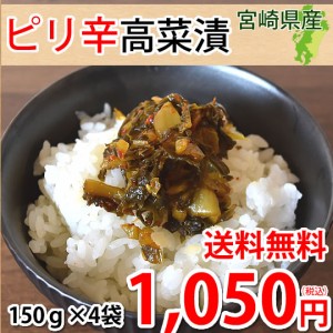 辛子高菜漬 高菜 漬物 600g（150g×4袋） 送料無料 ポッキリ お試し お取り寄せ 宮崎県産 ピリ辛たかな ポイント消化 つけもの