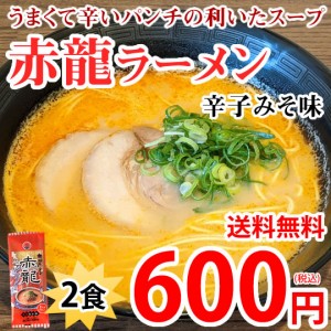 ラーメン 赤龍ラーメン 辛子みそ味 送料無料 2食 お試し 日の出製粉 熊本ラーメン お取り寄せ ポッキリ 辛子味噌ラーメン ピリ辛ラーメン