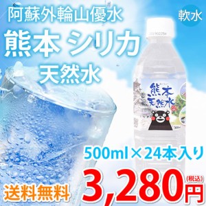 シリカ水 500ml×24本ミネラルウォーター 送料無料 くまもん 阿蘇外輪山天然優水 熊本シリカ天然水  シリカ 水 美容 健康