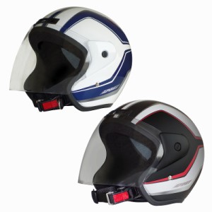 【LEAD(リード工業)】 APRET アペレート REITOオリジナルカラー ジェットヘルメット フリーサイズ バイク ホワイト/ブルー マットブラッ