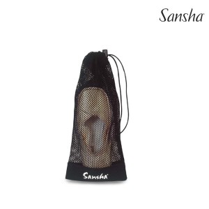 バレエ シューズケース メッシュ巾着【ベルベット】黒　 サンシャ トウシューズやレオタード入れに sansha