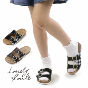 シューズ ラブリースマイル Lovery Smile ジュニア キッズ LS2051 コンビハートバックル サンダル 2205 ガールズ