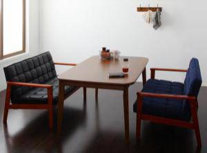 ダイニングテーブルセット 4人用 椅子 ソファー ベンチ おしゃれ 安い 北欧 食卓 3点 ( 机+2Pソファ2脚 ) 幅160 デザイナーズ クール ス