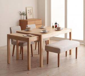 ダイニングテーブルセット 4人用 椅子 ベンチ おしゃれ 伸縮式 伸長式 安い 北欧 食卓 4点 ( 机+チェア2+長椅子1 ) 幅135-235 デザイナー