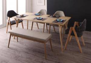 ダイニングテーブルセット 6人用 椅子 ベンチ おしゃれ 安い 北欧 食卓 6点 ( 机+チェア4+長椅子1 ) 幅170 デザイナーズ クール スタイリ