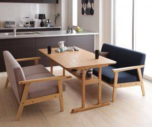 ダイニングテーブルセット 4人用 椅子 ソファー ベンチ おしゃれ 安い 北欧 食卓 3点 ( 机+2Pソファ2脚 ) 幅150 デザイナーズ クール ス