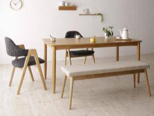 ダイニングテーブルセット 4人用 椅子 ベンチ おしゃれ 安い 北欧 食卓 4点 ( 机+チェア2+長椅子1 ) 幅150 デザイナーズ クール スタイリ