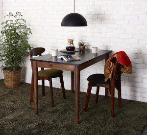 ダイニングテーブルセット 2人用 椅子 一人暮らし コンパクト 小さめ ワンルーム おしゃれ 安い 北欧 食卓 3点 ( 机+チェア2脚 ) 黒×ブ