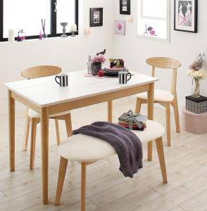 ダイニングテーブルセット 4人用 椅子 ベンチ おしゃれ 安い 北欧 食卓 4点 ( 机+チェア2+長椅子1 ) 幅115 デザイナーズ クール スタイリ