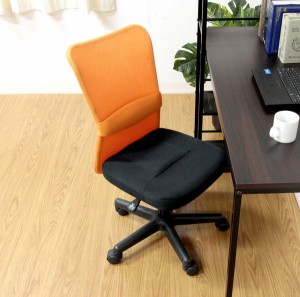 キャスター付き椅子 キャスター オフィスチェア 事務椅子 椅子 チェア デスクチェア オレンジ 肘なし おしゃれ 安い パソコンチェア