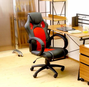 オフィスチェア 事務椅子 キャスター付き椅子 キャスター 椅子 パソコンチェア デスクチェア ブラック×レッド