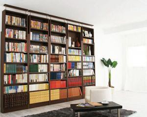 本棚 書棚 大容量 可動棚 壁面収納 耐震 つっぱり 式 ダーク ブラウン 茶色