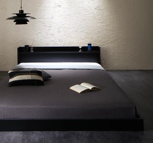 ベッド セミダブル ローベッド ロータイプ 低い フロアベッド 低床 棚 ラック 宮付き ヘッドボード 枕元 携帯 スマホ ティッシュ メガネ 
