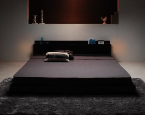 ベッド セミダブル ローベッド ロータイプ 低い フロアベッド 低床 宮付き 枕元 棚 携帯 スマホ ティッシュ メガネ リモコン ラック ライ