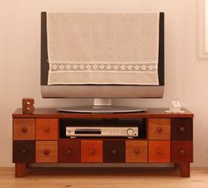 テレビ台 かわいい 可愛い キュート カントリー カラフル DVD ゲーム 天然木 北欧 幅90 ブラウン 茶色 木目 カラフル