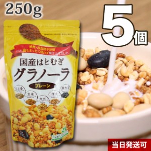 【送料無料】小川生薬めぐりあう恵み 国産はとむぎグラノーラ（プレーン） 5個セット 250g