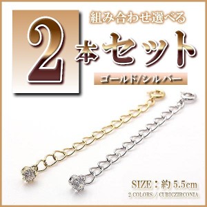 2本セット アジャスターチェン ネックレス ブレスレット 延長 約5.5cm 伸ばす 延長する 長くする 大きくする ゴールド シルバー アジャス