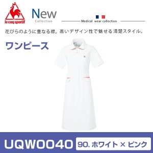 ルコックスポルティフ UQW0040 レディースワンピース 90.ホワイト×ピンク le coq sportif