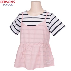 女の子ジュニア PERSONS（パーソンズ）キャミアンサンブル キャミソール×半袖Ｔシャツ 女児 子供用 ピンク 140cm/150cm/160cm