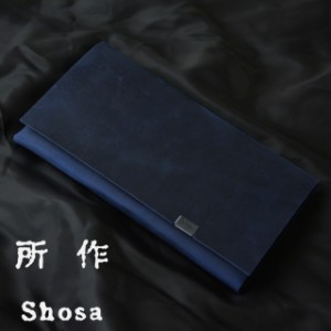 所作 長財布 【オイルヌバック】 ネイビー 財布 本革 日本製 レザー ロング ウォレット shosa No,No,Yes! 【正規販売】