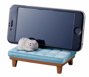 スマホスタンド　うたたね　猫　　ブルー　スマホホルダー　にゃんこ　置き物　ソファ