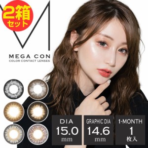 【2箱セット】 カラコン MEGA CON メガコン マンスリー 1箱1枚 DIA15mm 着色直径14.6mm 1ヶ月 大きめ カラーコンタクト サークルレンズ Z