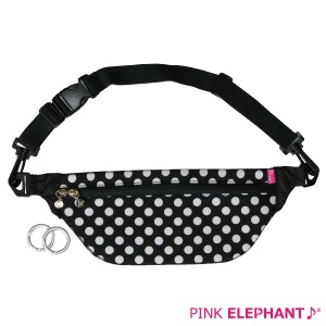 PINK ELEPHANT  HIP BAG（ヒップバッグ）カラー：BLKDOT（ブラックドット） ウェット素材のウエストポーチ 【バック ポーチ ケース ジョ